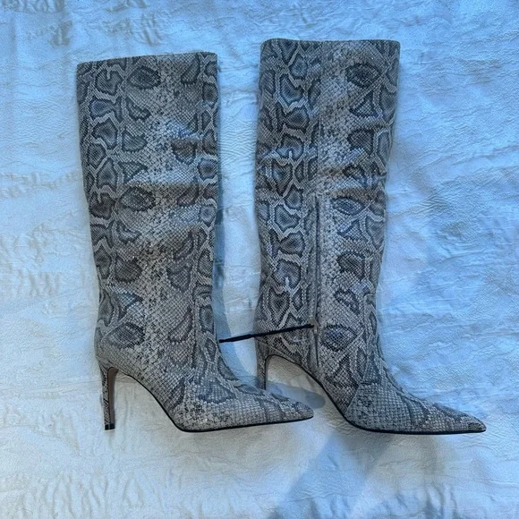 - Express Snakeskin Pattern Knee-High Boots - Picture 3 of 5